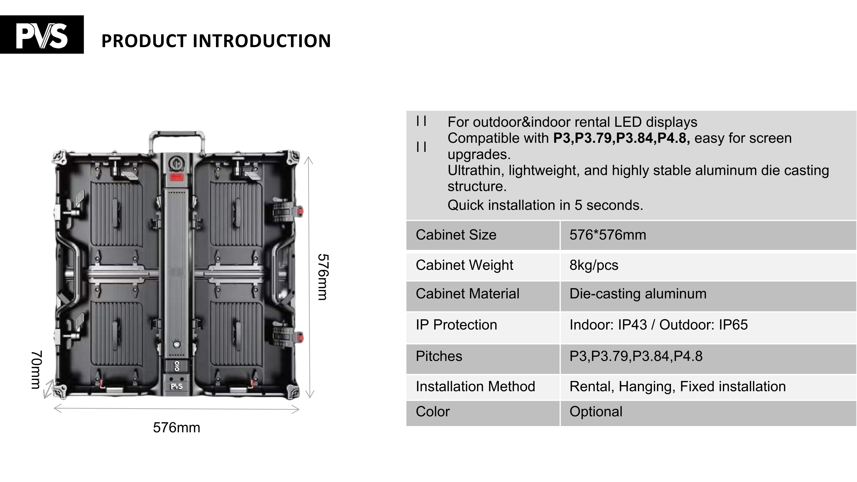 P3/P4.8 compatible rental LED module cabinet